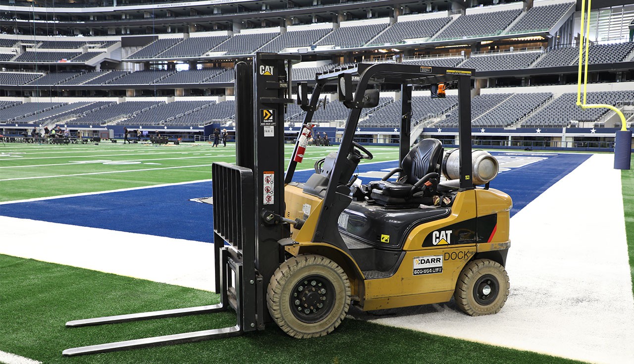 Cat Forklift in the Dallas Cowboys Stadium