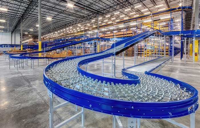 warehouse with conveyor system